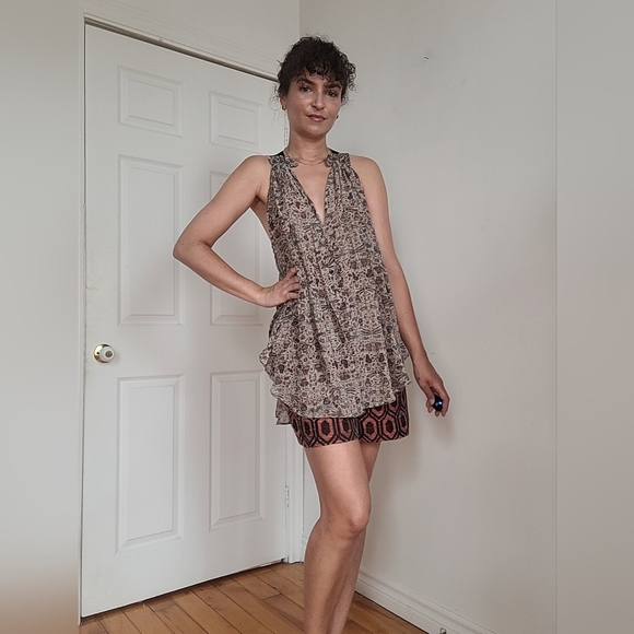 Isabel Marant Silk Boho Sleeveless Patterned Tunic Top - Picture 1 of 9